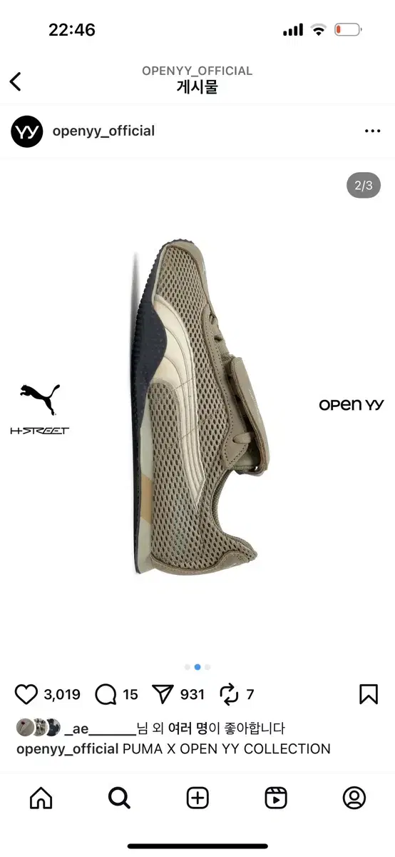 250) Puma x OPEN YY H-STREET - Oak Branch: Creamy Vanilla on